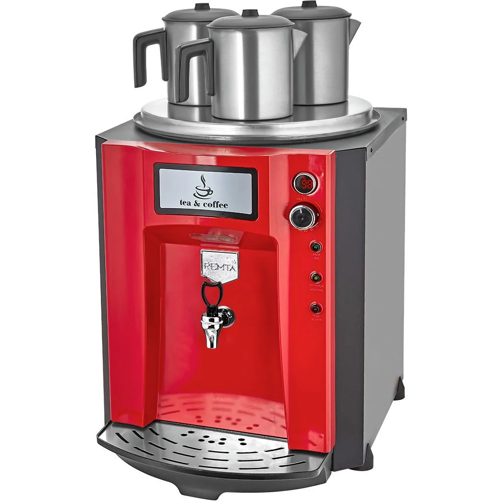 Remta 3 Demlikli Premium Jumbo Çay Makinesi 40 lt Şamandıralı (Şebekeden Su Alma) Kırmızı
