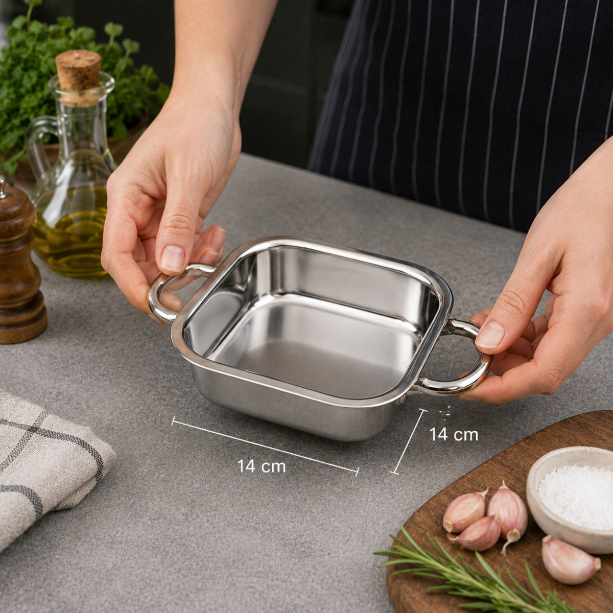 Altınbaşak A 104KS 14 Çelik Kare Mini Sahan 14 Cm