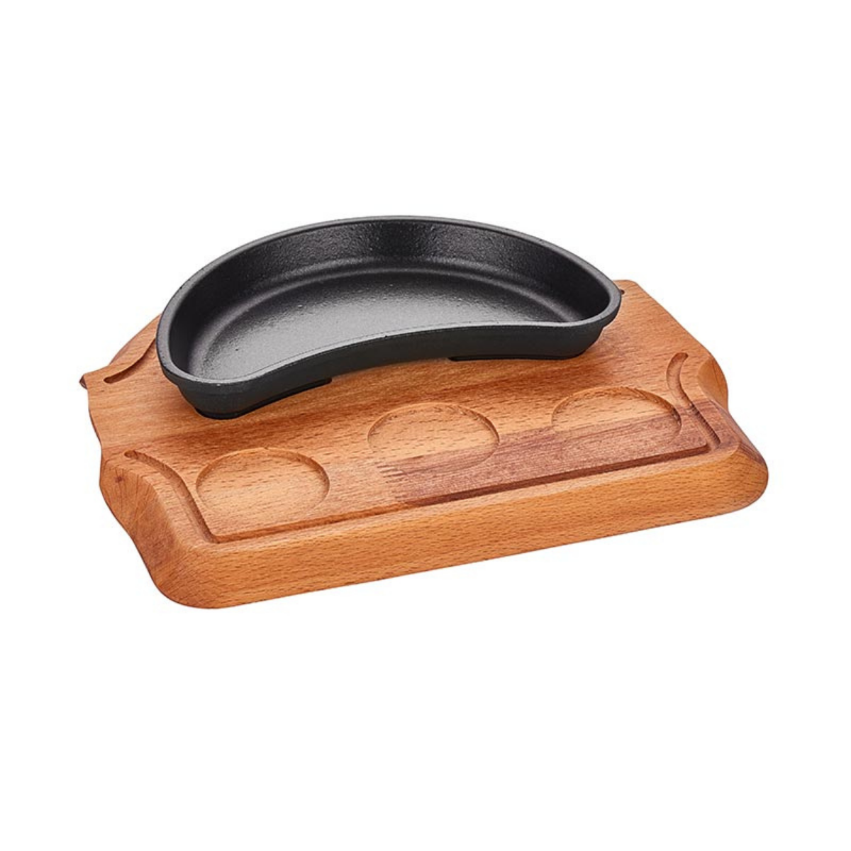 Altınbaşak A 120BB 19A Döküm Demir Böbrek Fajita Tavası – 19 × 10 cm (Ahşap Standlı)