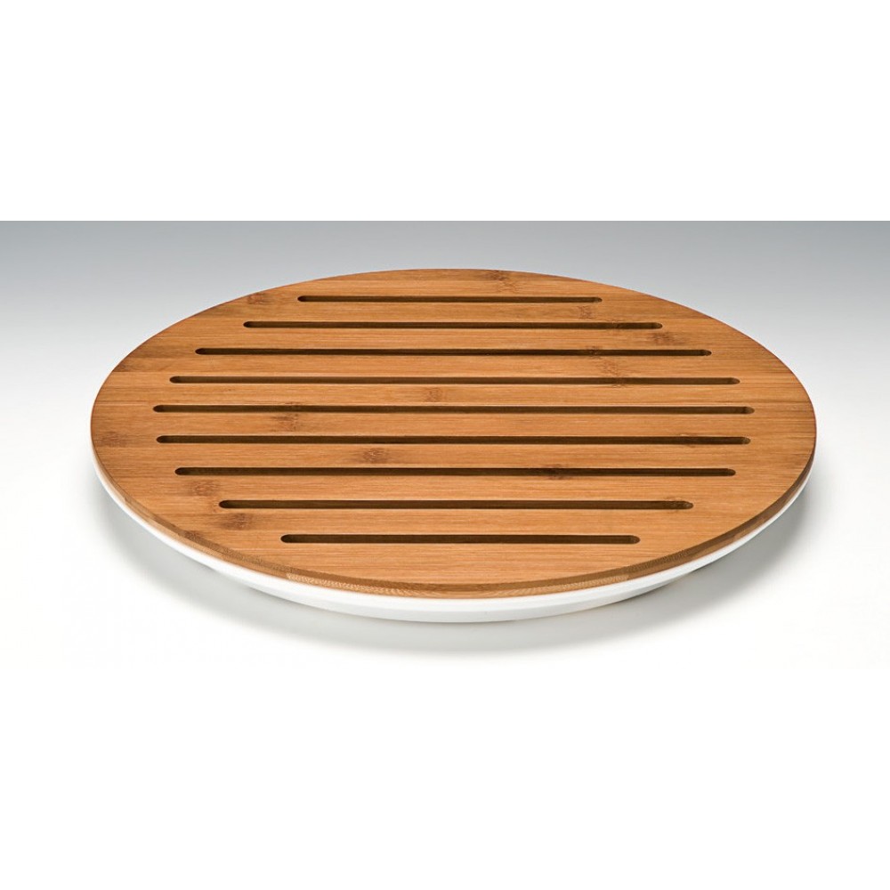 Zicco Polycarbon Tepsili Ahşap Izgaralı Kesme Tahtası 42 cm ( ZCP 610 ) Beyaz