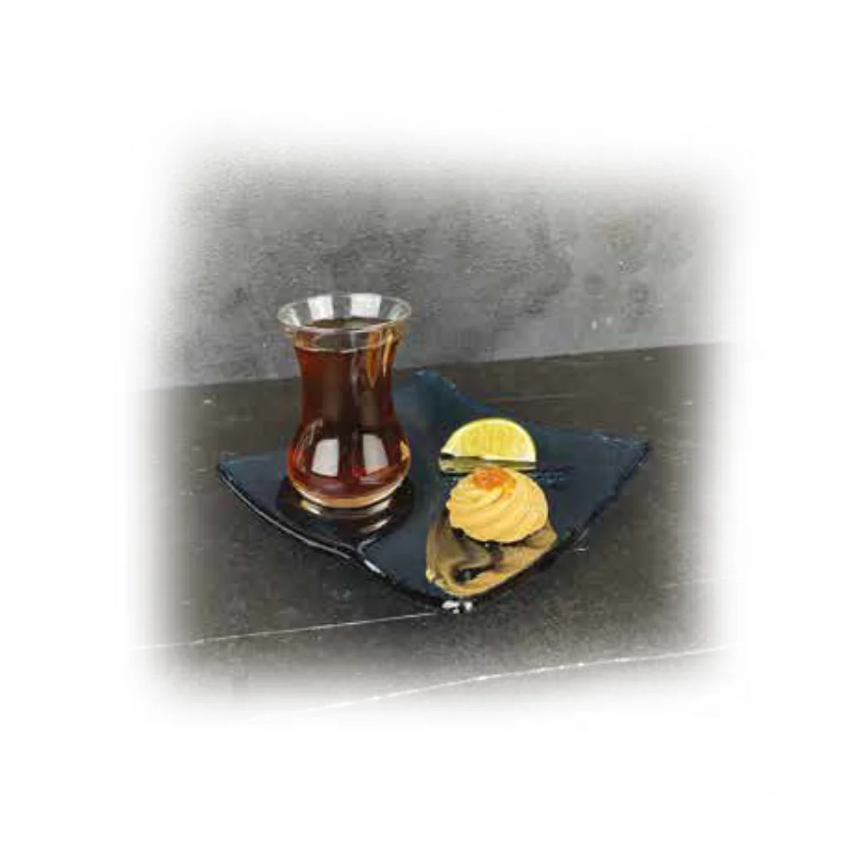 Blue Line Desen Cam Sunum Tabağı 16x16 cm H 2 cm