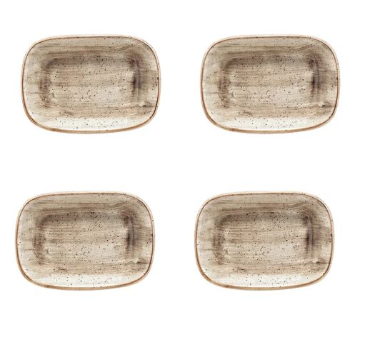 Bonna  Aura Terraın  Gourmet 17 cm Dikdörtgen Kayık Tabak 4lü