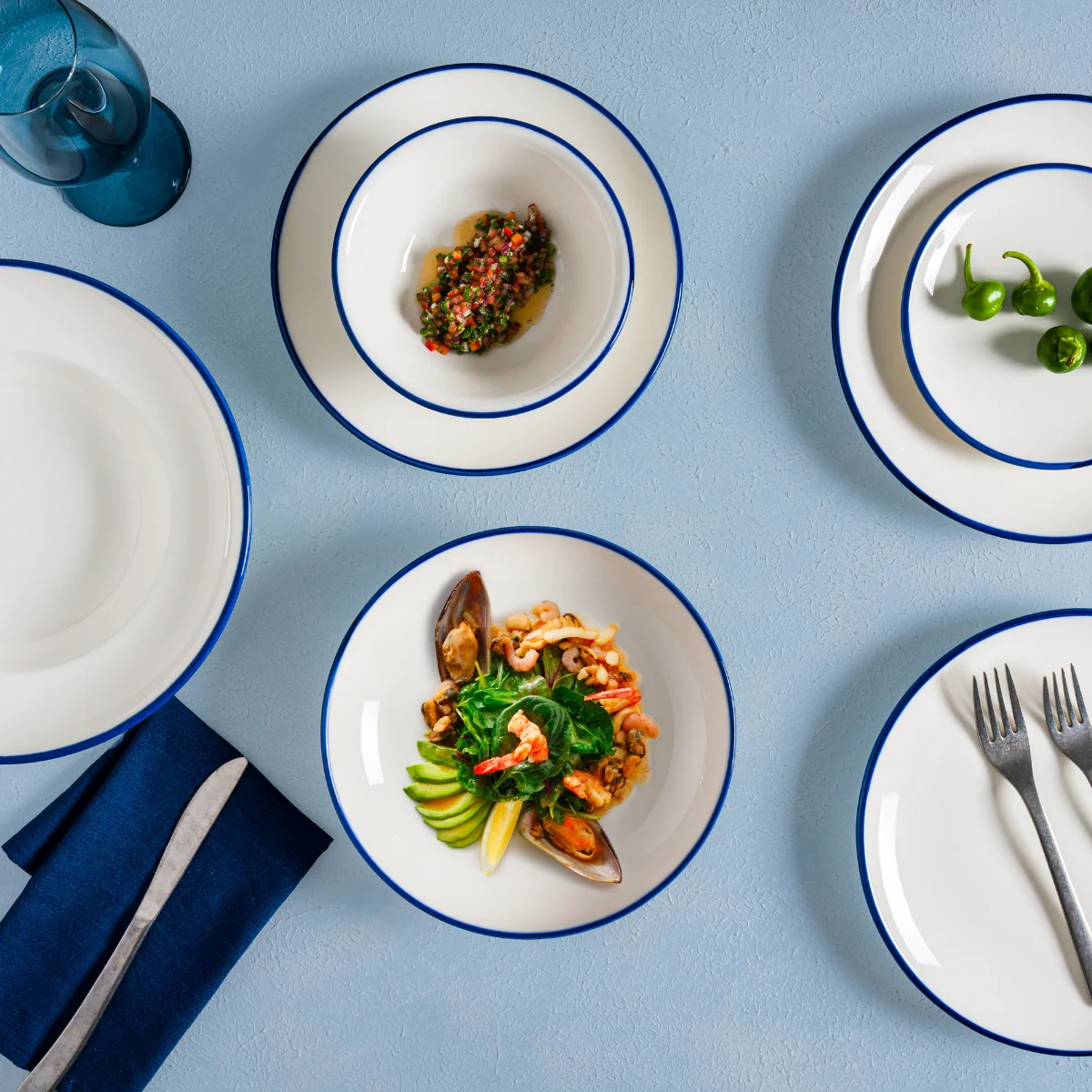 Bonna Linea Blue Gourmet 21 cm Düz Tabak