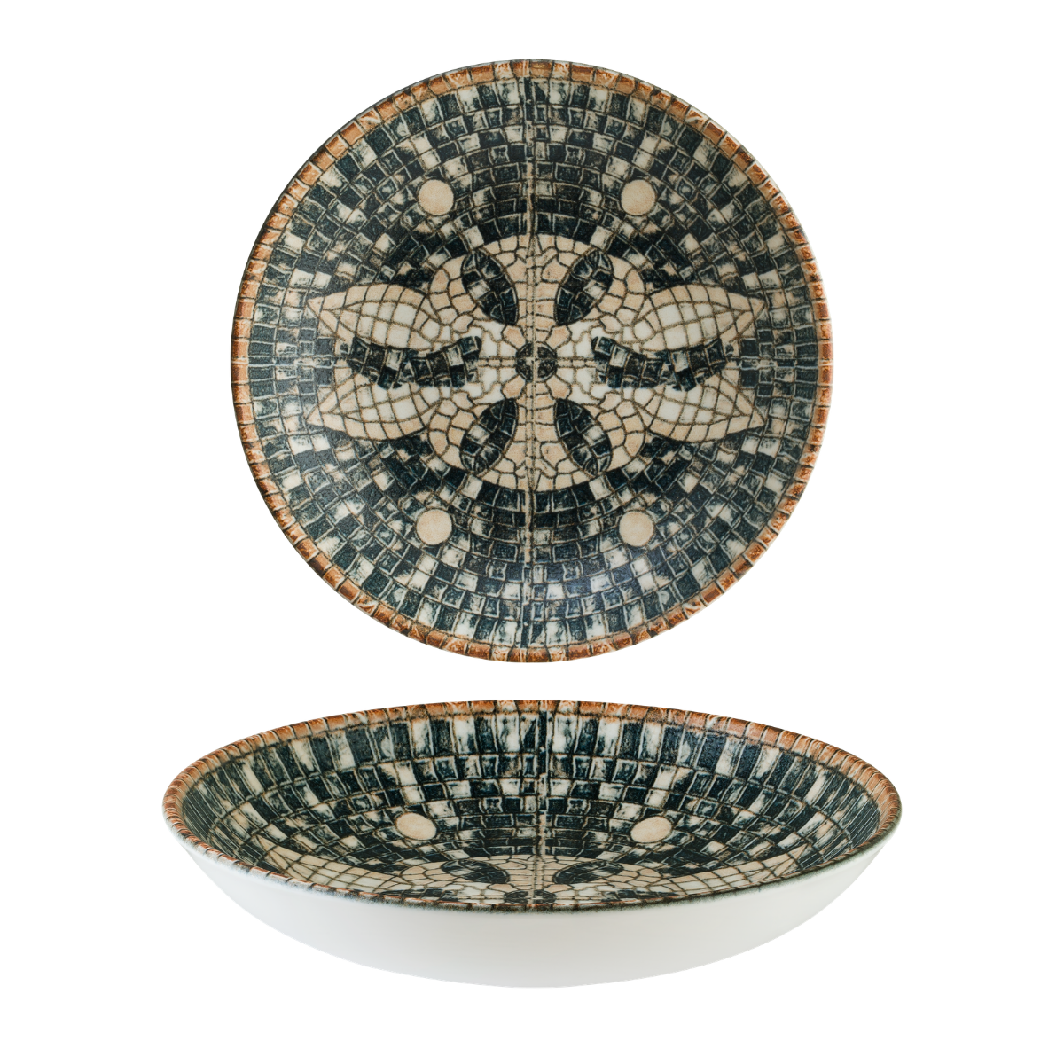 Bonna S-MT-MZPMBBLM23CK Mezopotamya Mozaik Siyah Bloom 23 cm Çukur Tabak 1000 cc