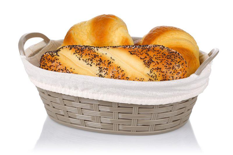 Bora Hasır Desenli Oval 24 cm Ekmek Sepeti Bezli ( BO664)