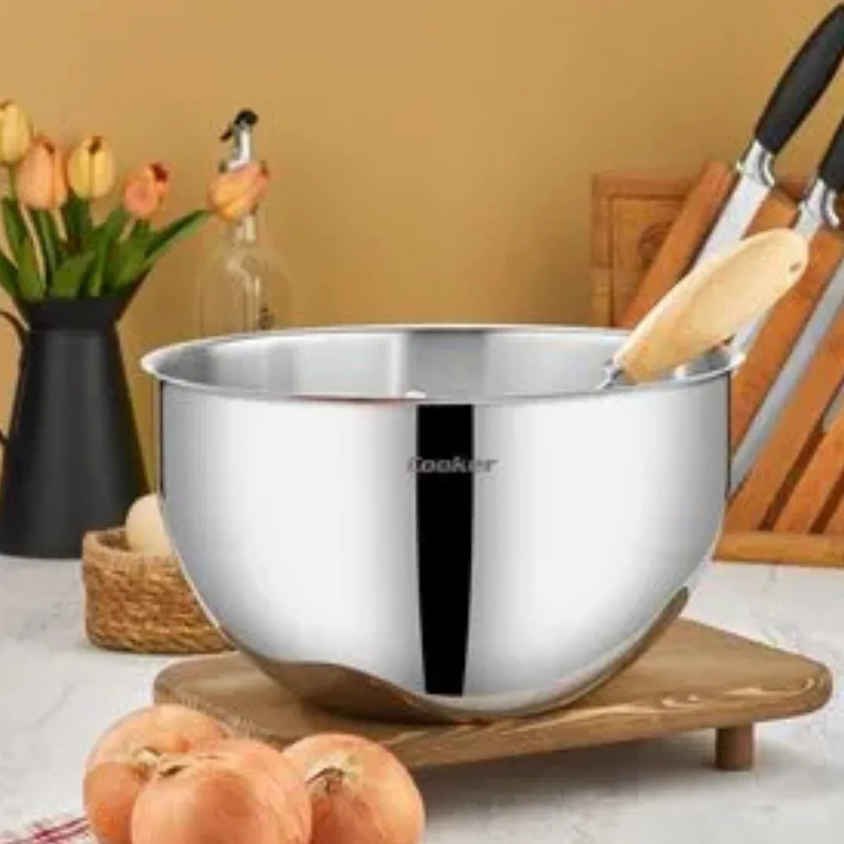 Cooker 24 Cm Lüks Çelik Karıştırma Kabı Cooker 24 Cm Lüks Çelik Karıştırma Kabı