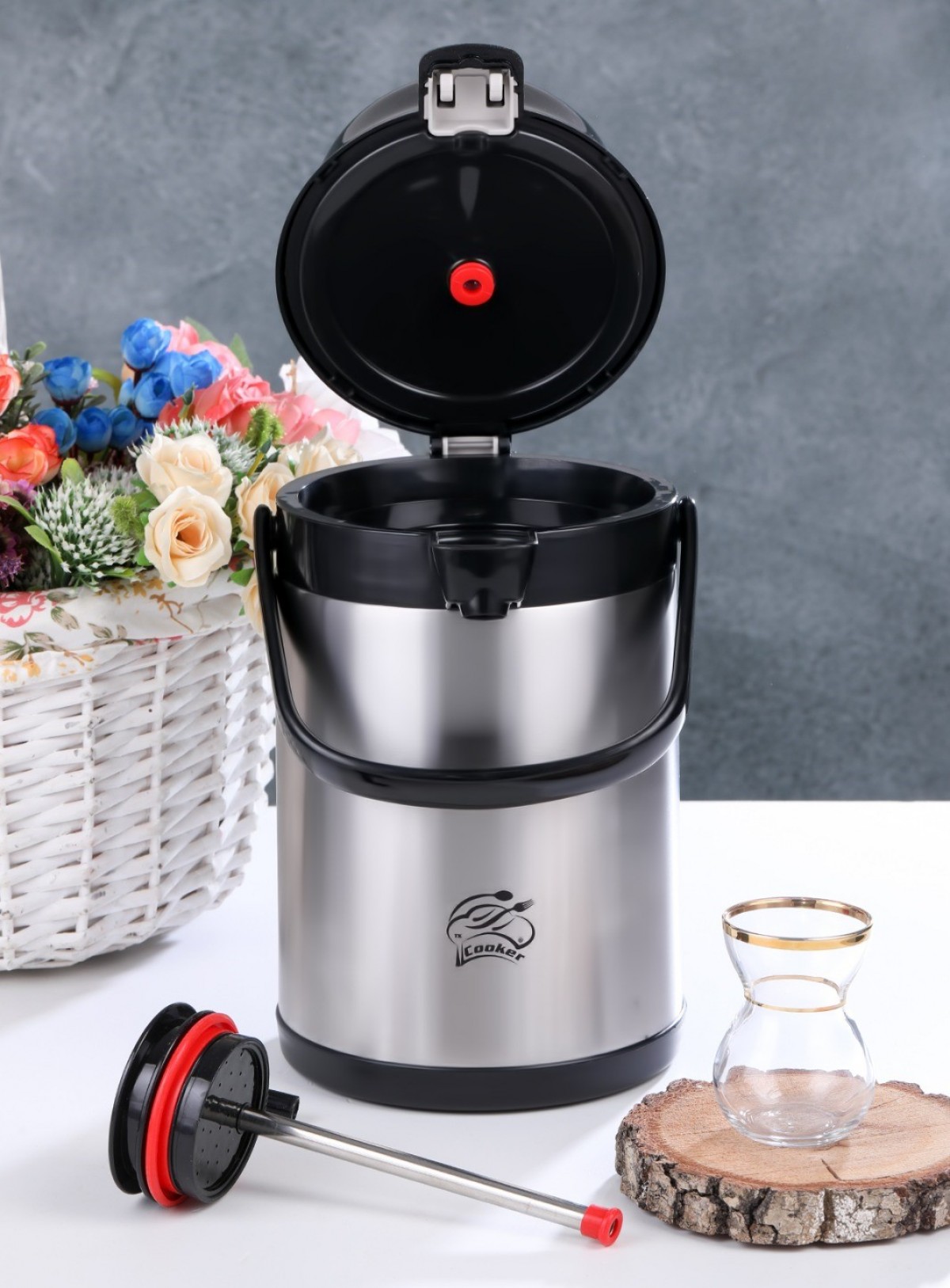 Cooker 2,5 LT. Çelik Termos Pompalı