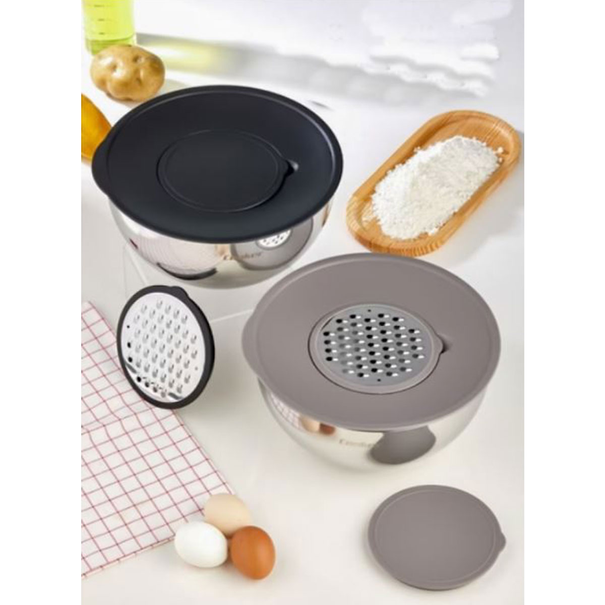 Cooker 4 Parça 24 cm Çelik Karıştırma ve Saklama Kabı