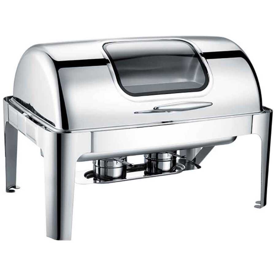 Epinox Chafing Dish Yakıtlı Roll Top Cam Kapaklı 9 L ( CDR-9C )