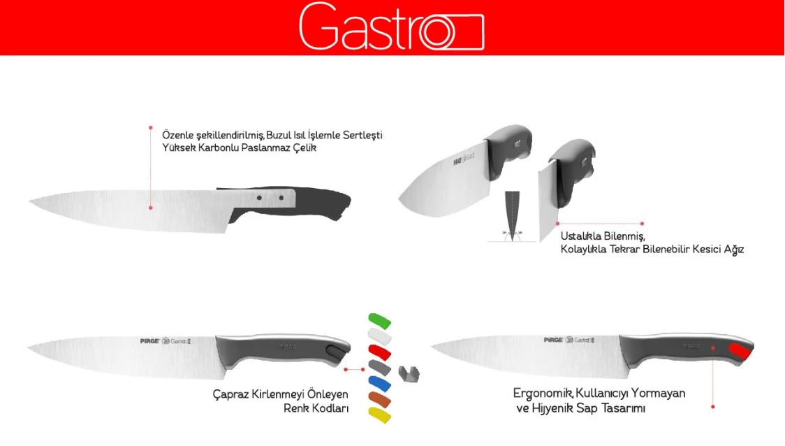Gastro Kavisli Et Doğrama Bıçak Oluklu
