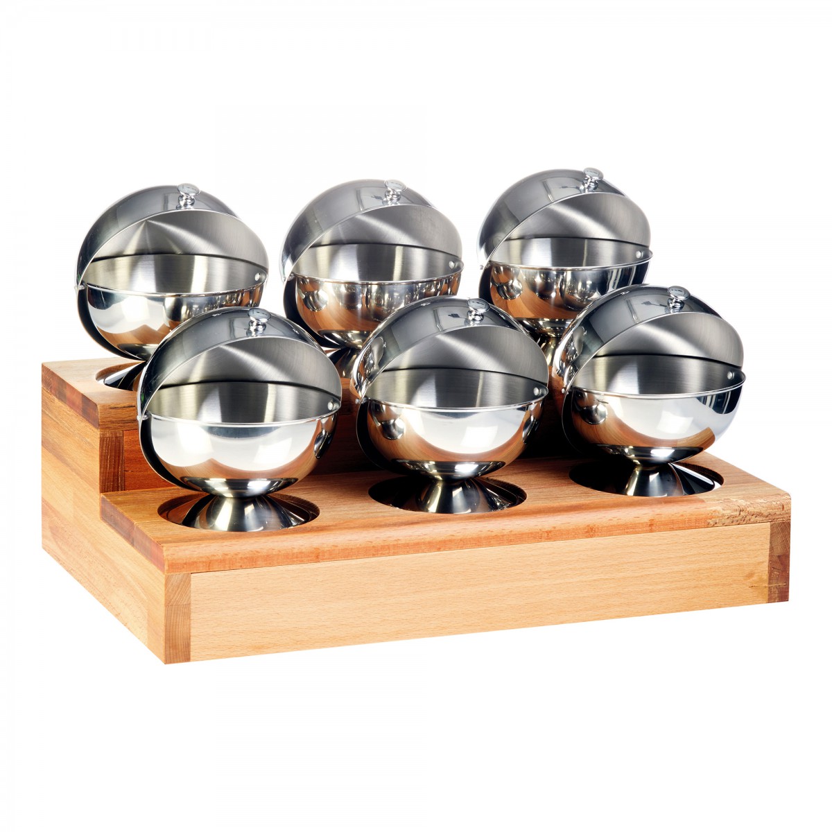 Groovy Ahşap Standlı 6'lı Küre Baharatlık Takımı ( GRV-323 ) Groovy Ahşap Standlı 6'lı Küre Baharatlık Takımı ( GRV-323 )