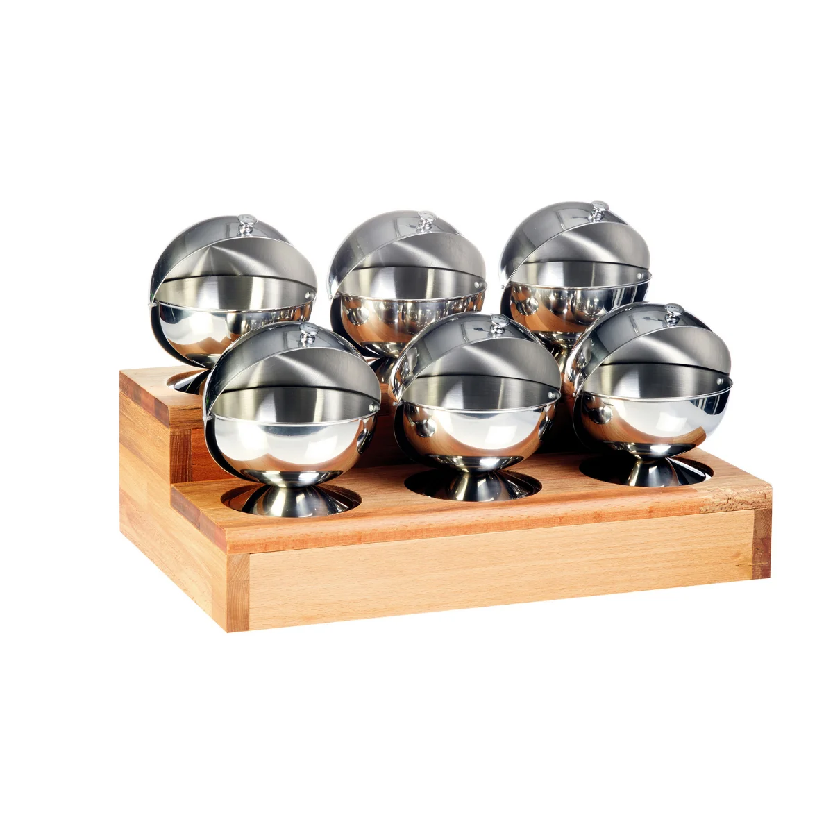 AHŞAP STANDLI 6 LI KÜRE BAHARATLIK TAKIMI