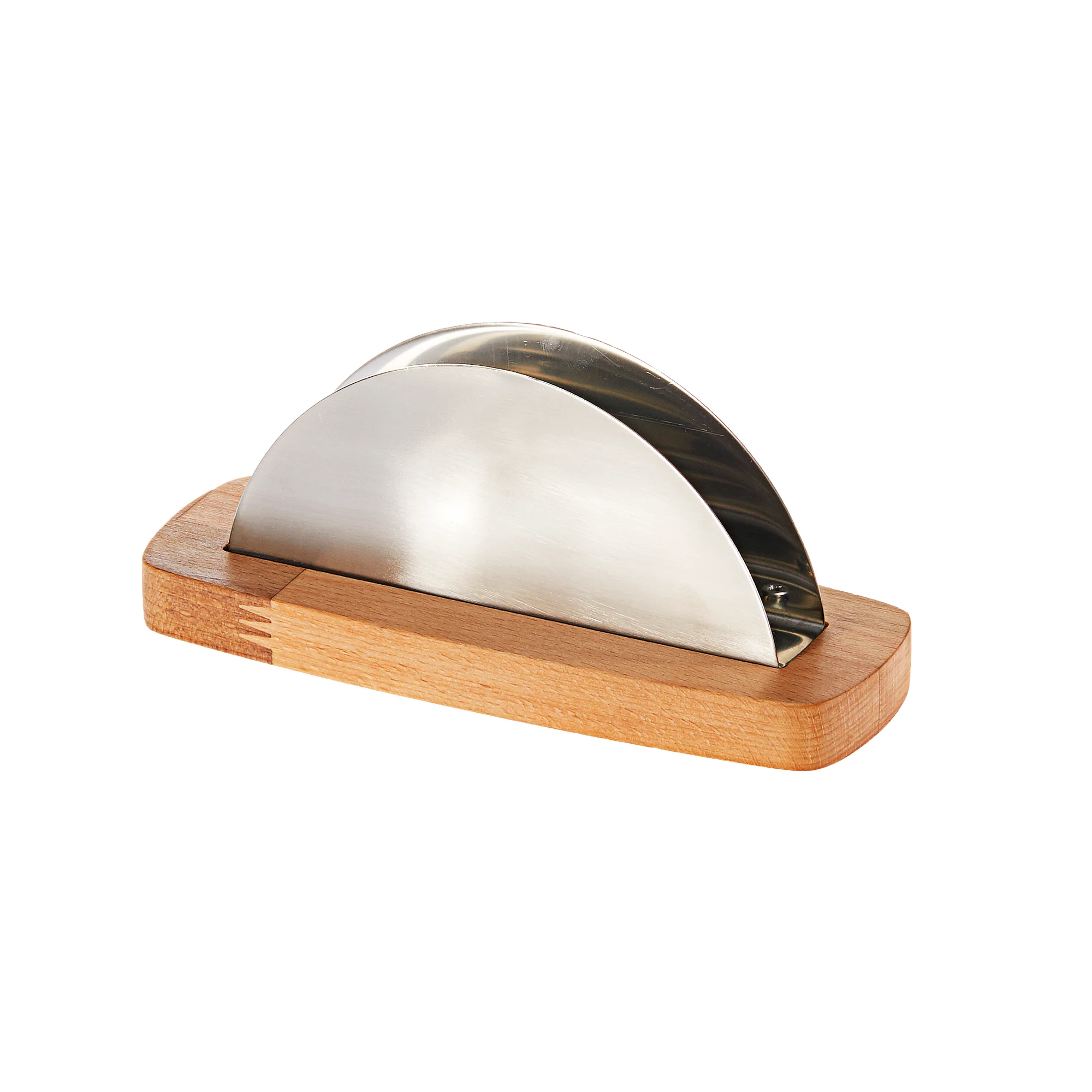 Groovy Ahşap Stantlı Çelik Oval Peçetelik (GRV-1862)