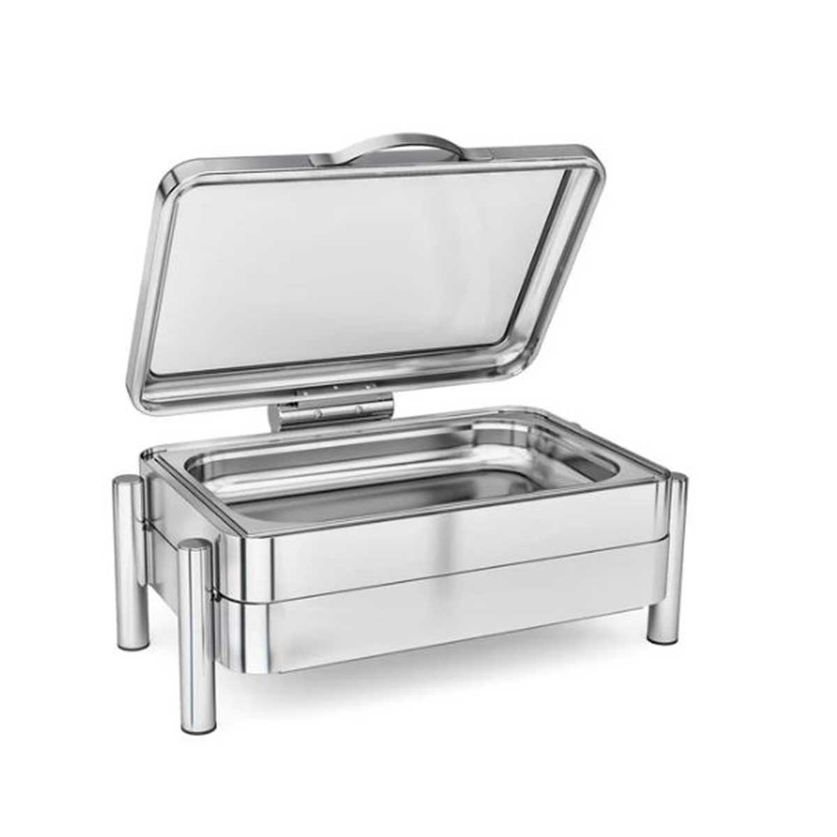 Güren Chafing Dish GN 1/1 Camlı Hidrolik Kapak (İndüksiyon Ocaklara Uygundur)