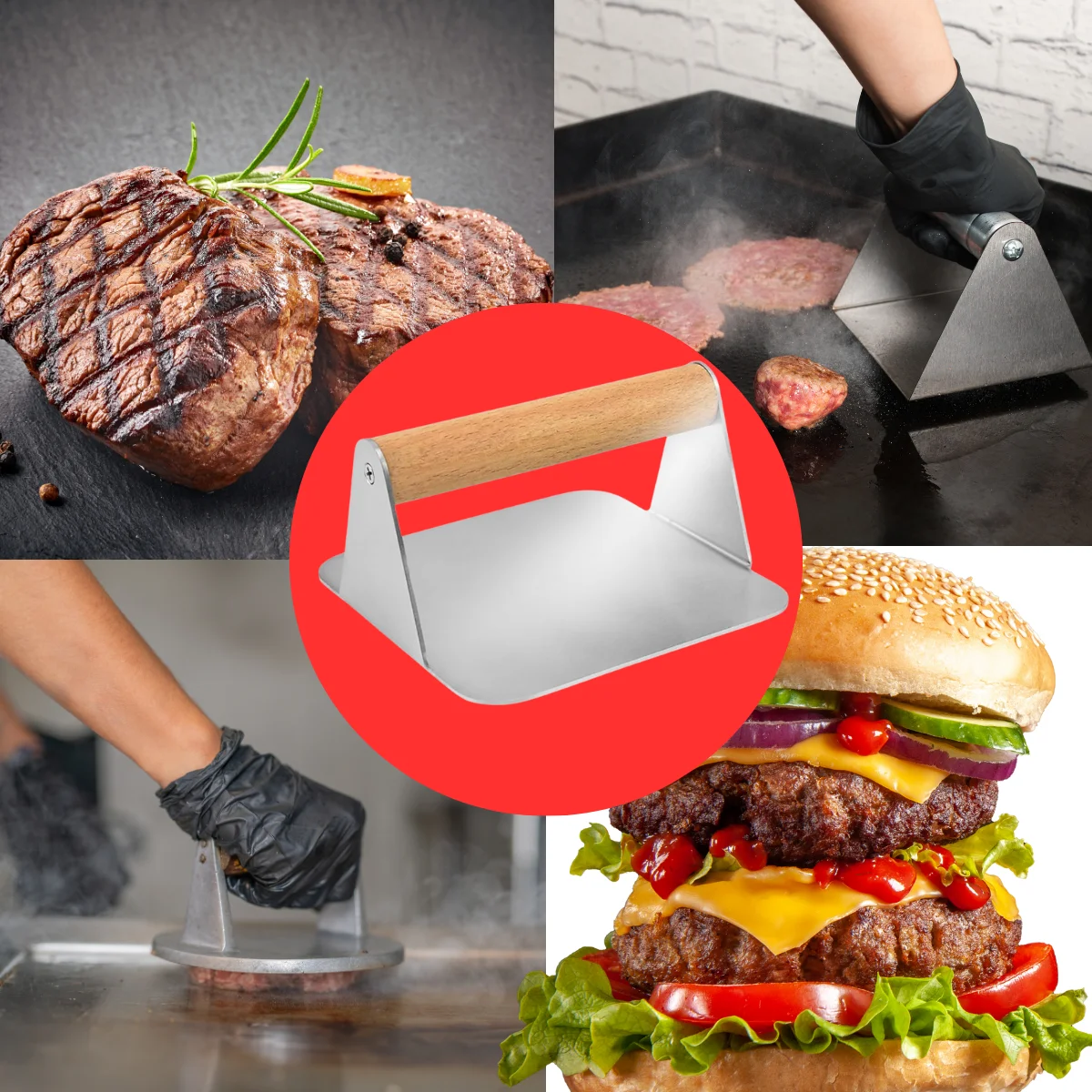 KARE SMASH HAMBURGER PRESİ 16 CM KARE SMASH HAMBURGER PRESİ 16 CM