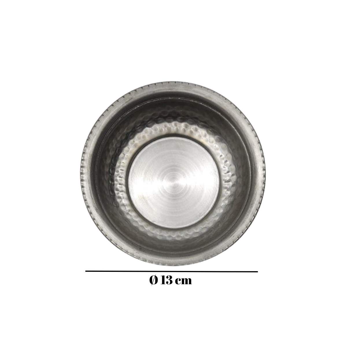Çelik Kase ( Dövme Desenli ) Krom 13 Cm
