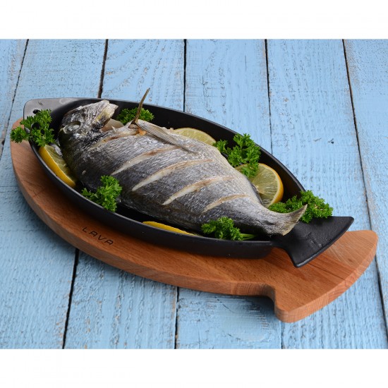 Lava Balık Tavası Ahşap Altlıklı 15x24CM kulplu ( LV ECO BT 1524 T8 K4 )