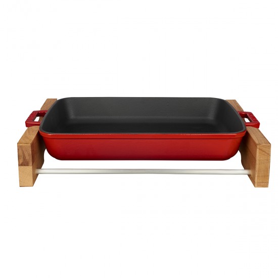 Lava Döküm Dikdörtgen Tepsi ve ahşap altlığı 26x40cm ( LV P TP 2640 K4 ) Lava Döküm Dikdörtgen Tepsi ve ahşap altlığı 26x40cm ( LV P TP 2640 K4 )
