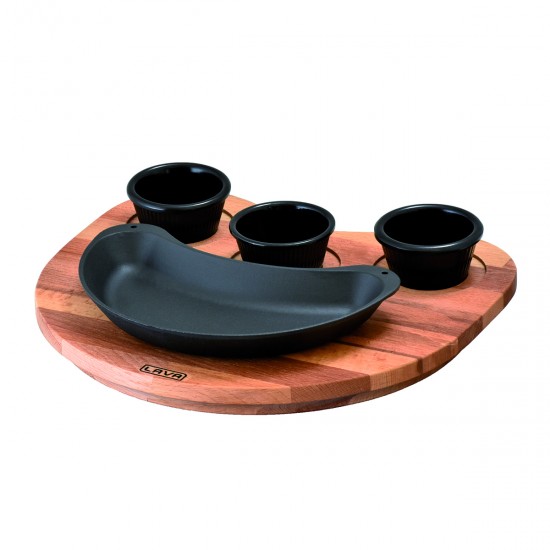 Lava Döküm Fajita Tavası ve Ahşap Altlığı, Böbrek Şekilli , 10x20cm ( LV ECO FT 1020 T12 K4 ) Lava Döküm Fajita Tavası ve Ahşap Altlığı, Böbrek Şekilli , 10x20cm ( LV ECO FT 1020 T12 K4 )