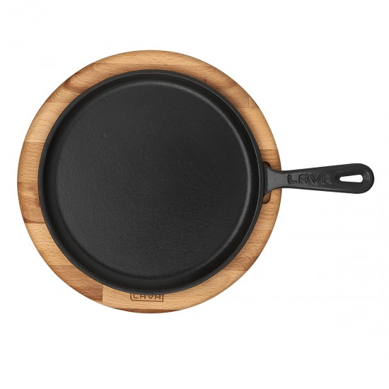 Lava Döküm Krep / Pizza / Pancake Tavası, Yuvarlak, Metal Saplı ve ahşap altlıklı. Çap(Ø)20cm. ( LV ECO Y KRP 20 K4 )