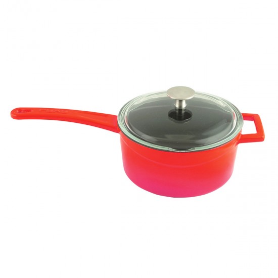Lava Döküm Ø 16 cm Yuvarlak Sos Tenceresi Cam kapaklı, Metal Saplı. Glaze Serisi ( LV Y SOS 16 K3 )