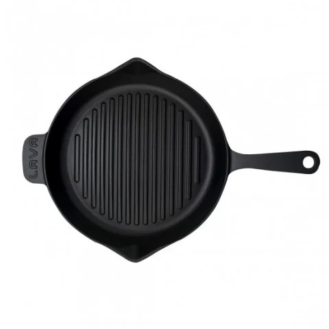 Lava Döküm Ø 28 cm Yuvarlak Izgara Tava Metal Saplı Taban Konkav 12 mm ( LV ECO Y GT 28 KNK )