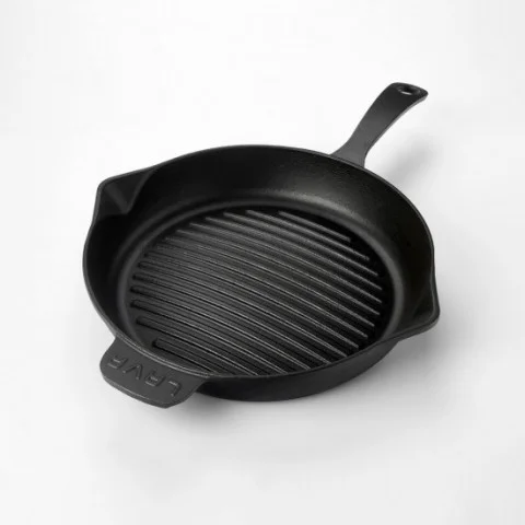 Lava Döküm Ø 28 cm Yuvarlak Izgara Tava Metal Saplı Taban Konkav 12 mm ( LV ECO Y GT 28 KNK )