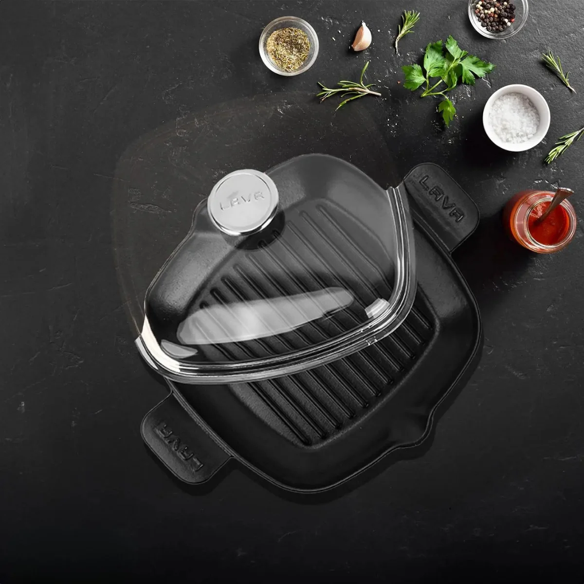 Lava LV ECO P GT 2626 K3 Izgara Grill Tava 26*26 cm Metal Kulplu Cam Kapaklı