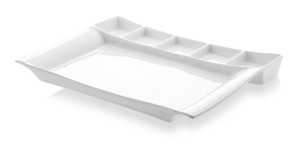 Mılano 32x23 Cm. 5 Bölmeli Servıs Tabağı Dekorsuz Mılano 32x23 Cm. 5 Bölmeli Servıs Tabağı Dekorsuz