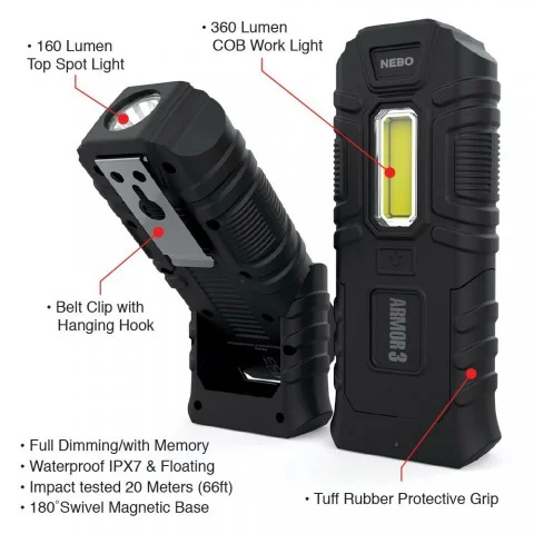 Nebo 6526 Armor 3 360 Lümen LED Fener Nebo 6526 Armor 3 360 Lümen LED Fener