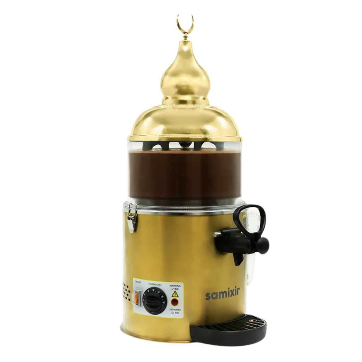 Samixir SC.05 Panoramik Sıcak Çikolata ve Salep Makinesi, 5 L, Gold ( Pirinç Alem Kapaklı )
