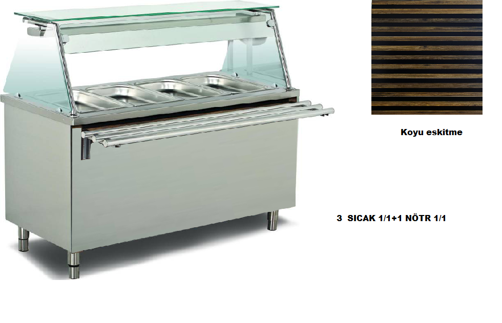 Empero Servis Ünitesi Üst Raflı Sürgü Standlı 3 Sıcak+1 Nötr ,Ahşap Dekorlu (EMP.BEN.31.AD) Empero Servis Ünitesi Üst Raflı Sürgü Standlı 3 Sıcak+1 Nötr ,Ahşap Dekorlu (EMP.BEN.31.AD)