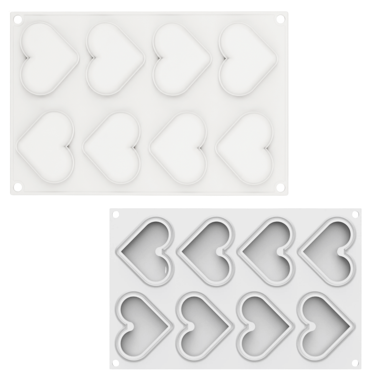 Silikomart Level Hearts 35 N.8'li Silikon Kalıp Seti 80X66 mm  h:12 mm (36.395.87.0065)