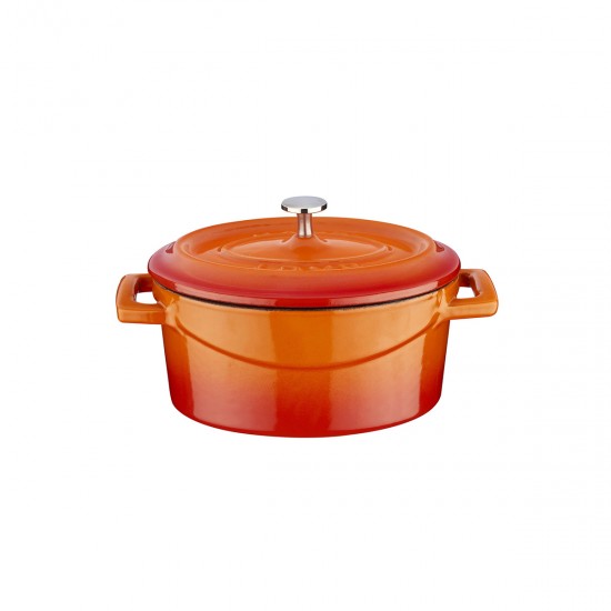 Lava Döküm Mini Oval Tencere. Trendy Serisi 9x12cm ( LV O TC 10 K2 ) Turuncu