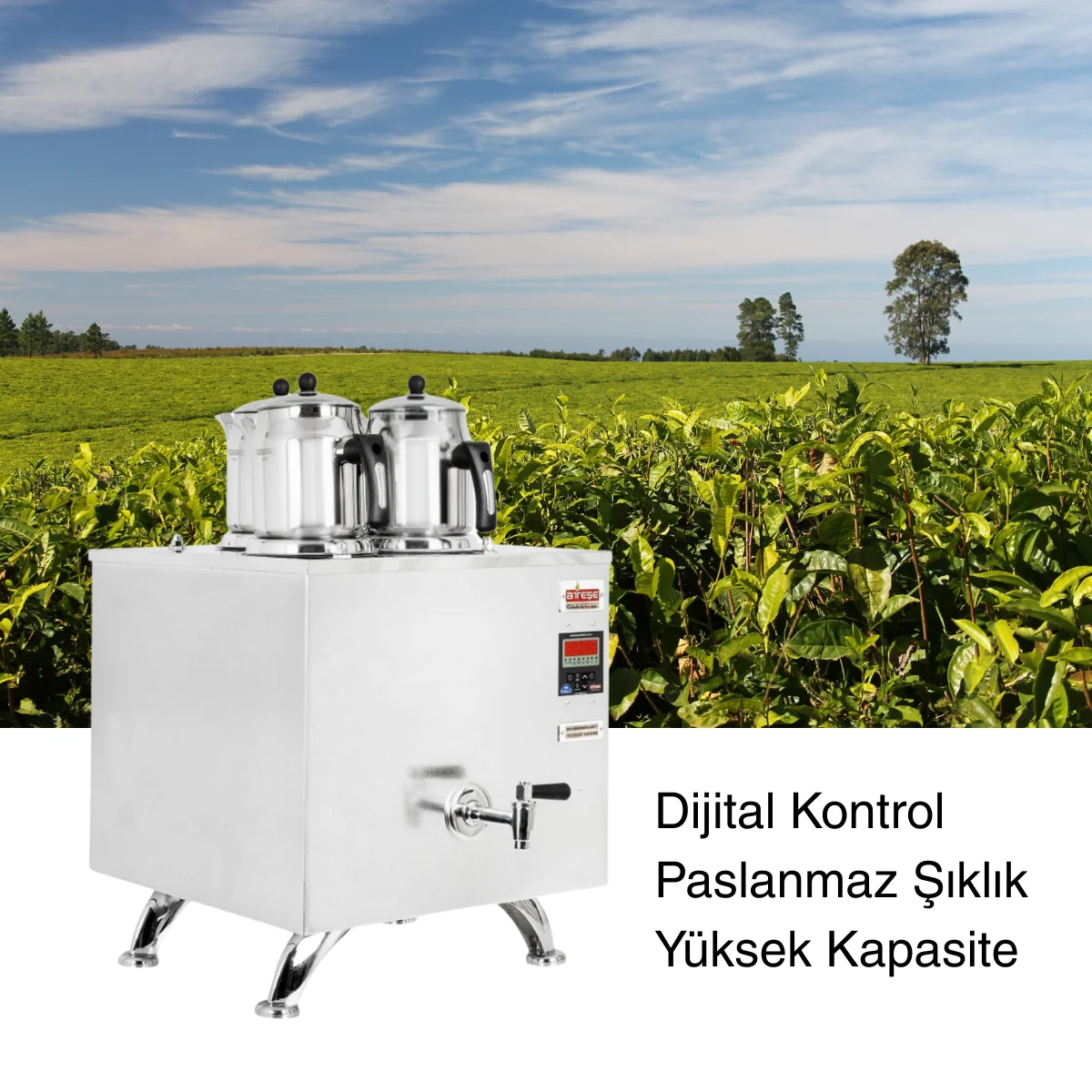 Titanium Keyfchi Elektrikli İnox Çay Makinesi 3 Demlikli
