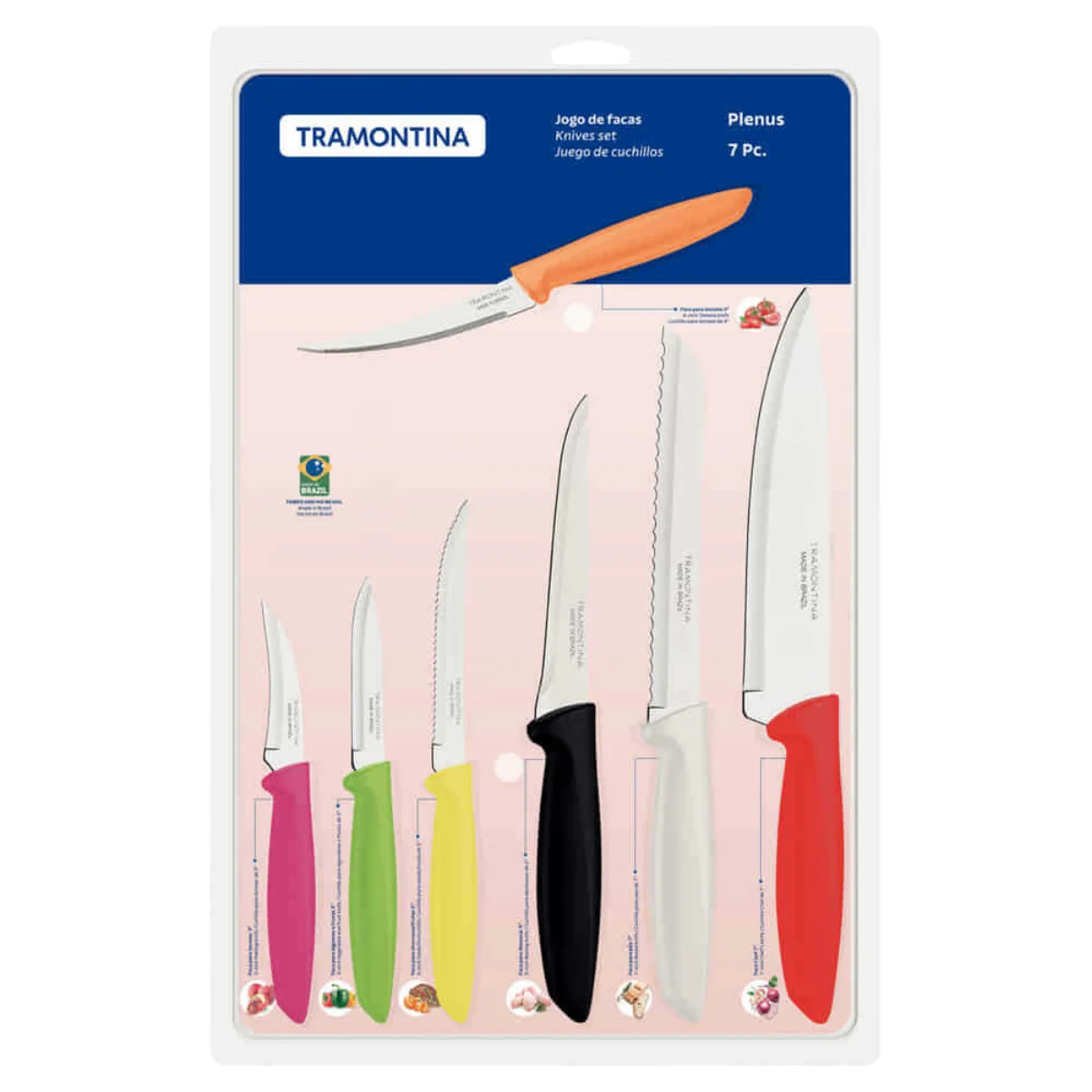 Tramontina 23498-966 Plenus 7li Mutfak Bıçak Seti