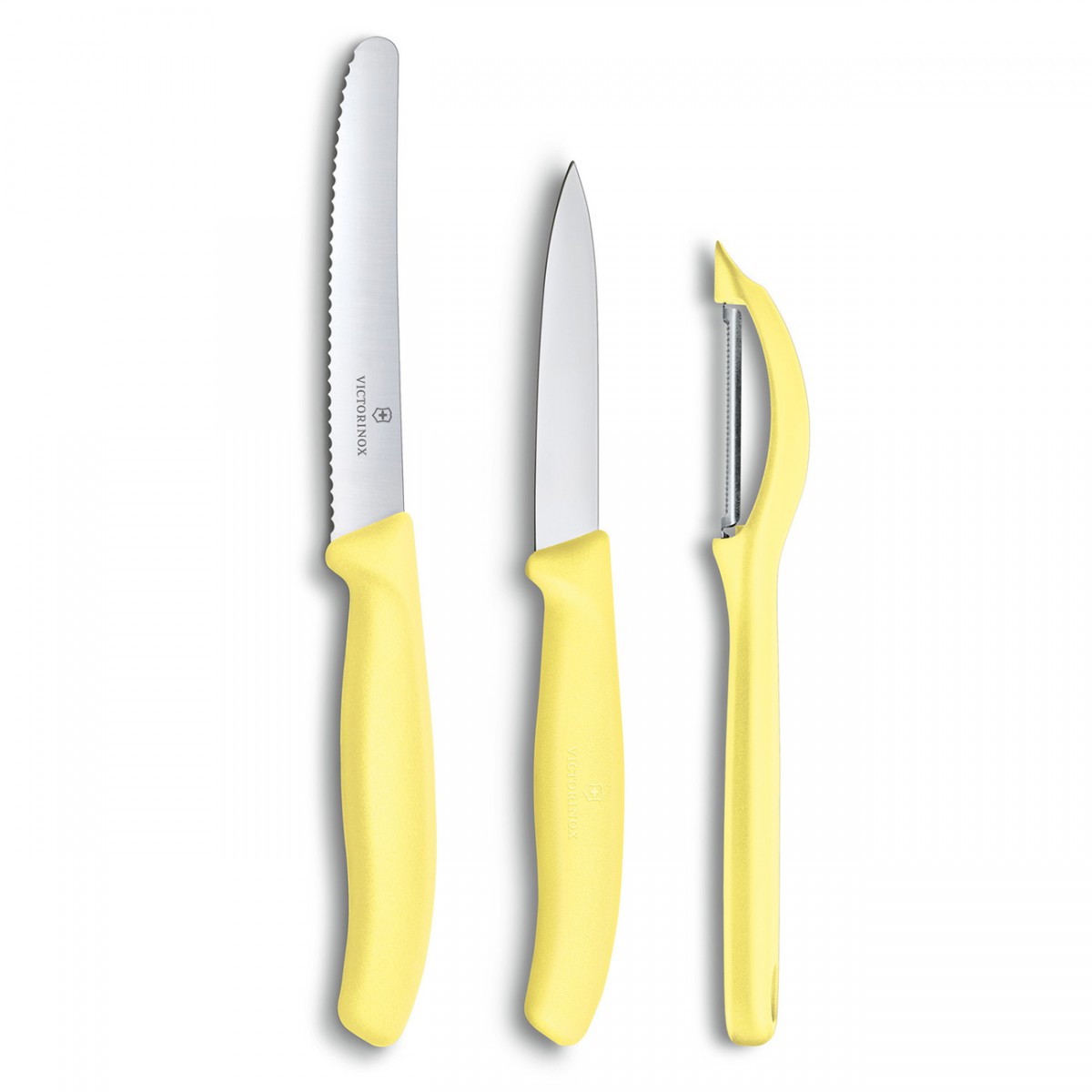 Victorinox Swiss Classic Soyma Bıçağı 2li + Soyacak Seti Açık Sarı (VT 6.7116.31L82)