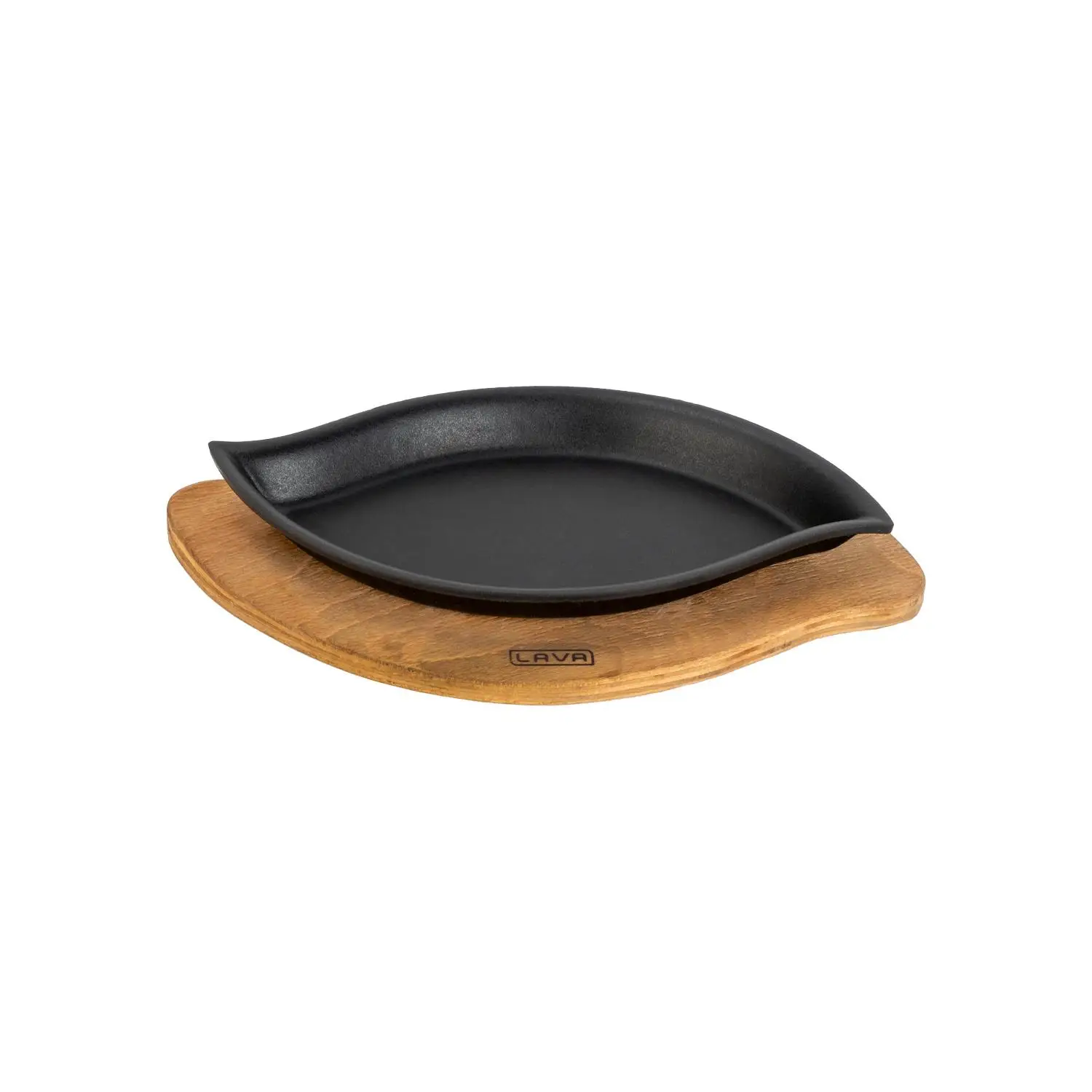 Lava 15*26 cm Göz Şekli Döküm Demir Servis Tabağı Ahşap altlıklı