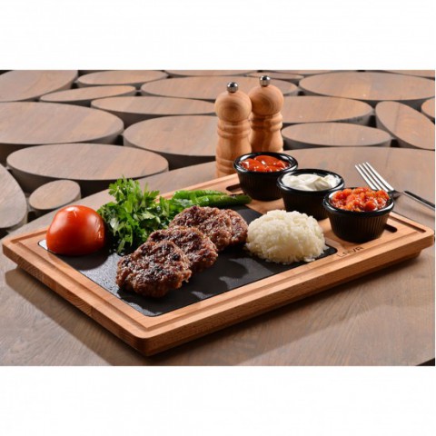 25*35 Cm Ahşap Et Tahtası Ve Döküm Plaka ( LV AS 162-1 IR )