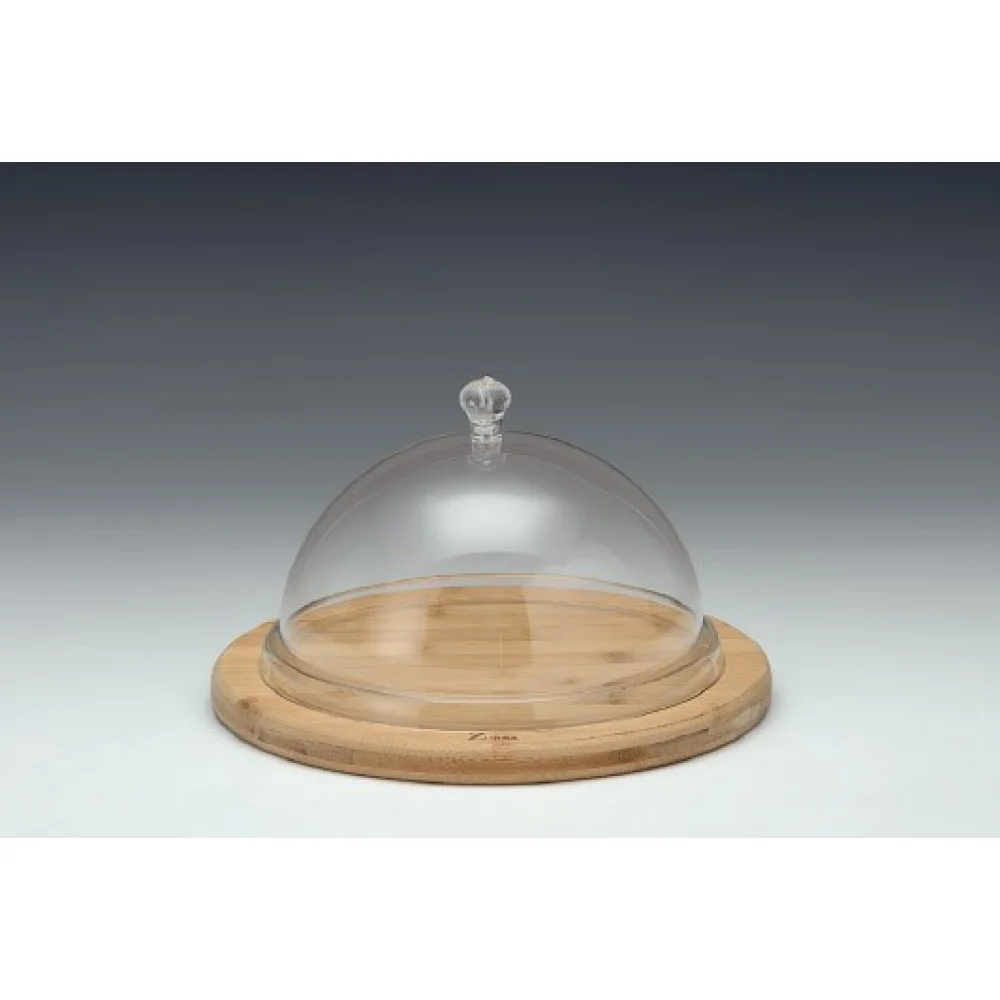 Ahşap Altlı Fanus Ø 26 cm Şeffaf