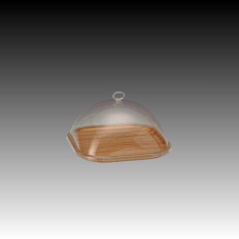 Ahşap Altlıklı Kare Muhafaza Kabı 25x25xh:14 Cm