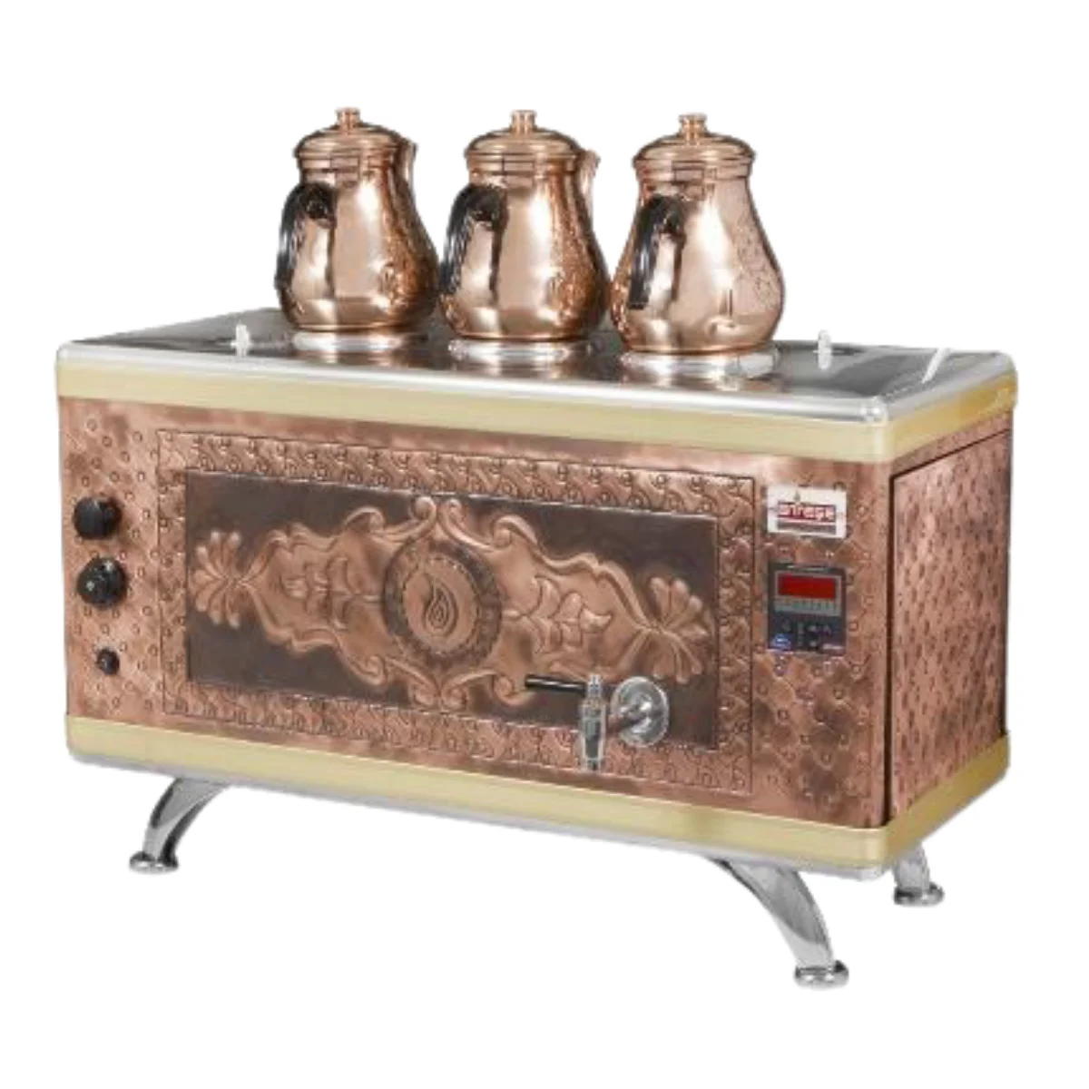 Ateşe TCAGE03 Bakır Titanyum Compact Dijital Gaz+ Elektrik 3'lü Çay Kazanı