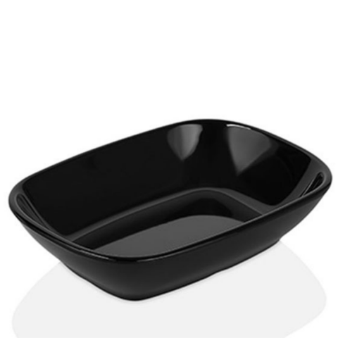 Atlas S304 Siyah Kare Kayık Tabak – 14 × 10,5 cm