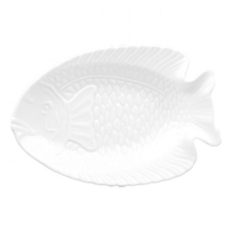 Güral Porselen Balık 30 cm Rölyefli Kayık Tabak Dekorsuz ( BL30KY00 )
