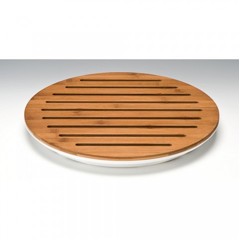 Zicco Polycarbon Tepsili Ahşap Izgaralı Kesme Tahtası 42 cm ( ZCP 610 ) Beyaz
