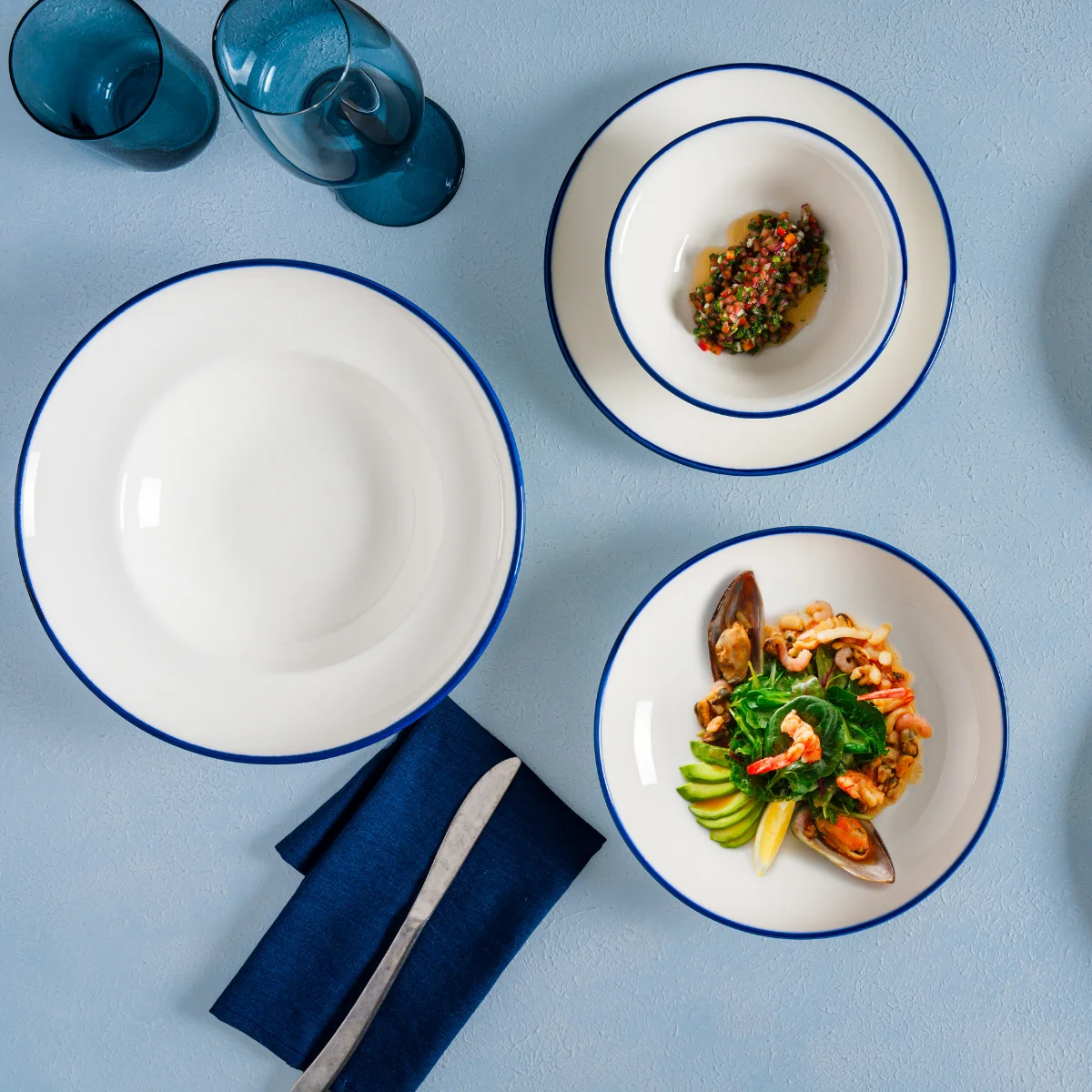 Bonna Linea Blue Gourmet 15*8,5 cm Oval Kayık Tabak