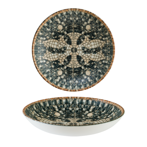 Bonna S-MT-MZPMBBLM23CK Mezopotamya Mozaik Siyah Bloom 23 cm Çukur Tabak 1000 cc