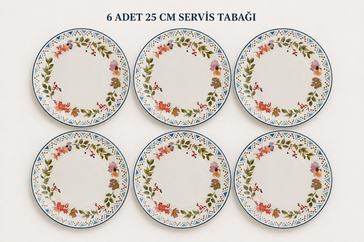 Bonna Spring Gourmet Düz Tabak 25 Cm (6'lı)