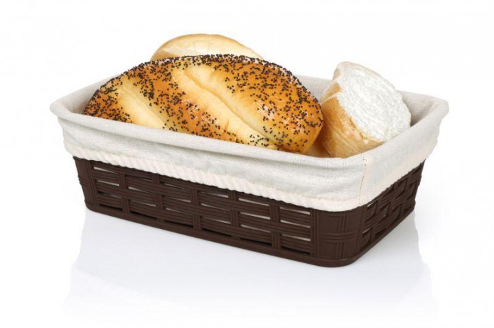Bora Hasır Desen Dikdörtgen 23*15 cm Ekmek Sepeti Bezli (BO672)