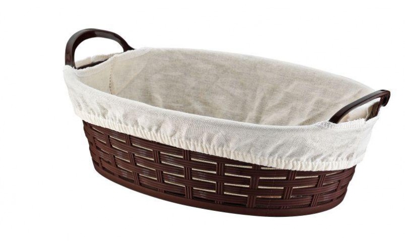 Bora Hasır Desenli 28 cm Oval Ekmek Sepeti Bezli (BO666)